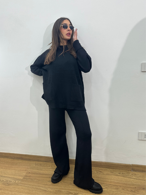 COORDINATO IN LANA NERO