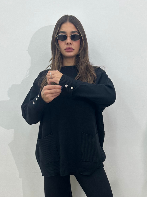 COORDINATO IN LANA NERO