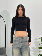 TOP IN LICRA NERO