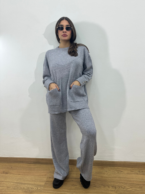 COORDINATO IN LANA GRIGIO