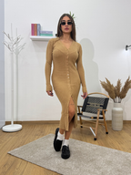 VESTITO A COSTINE CAMEL
